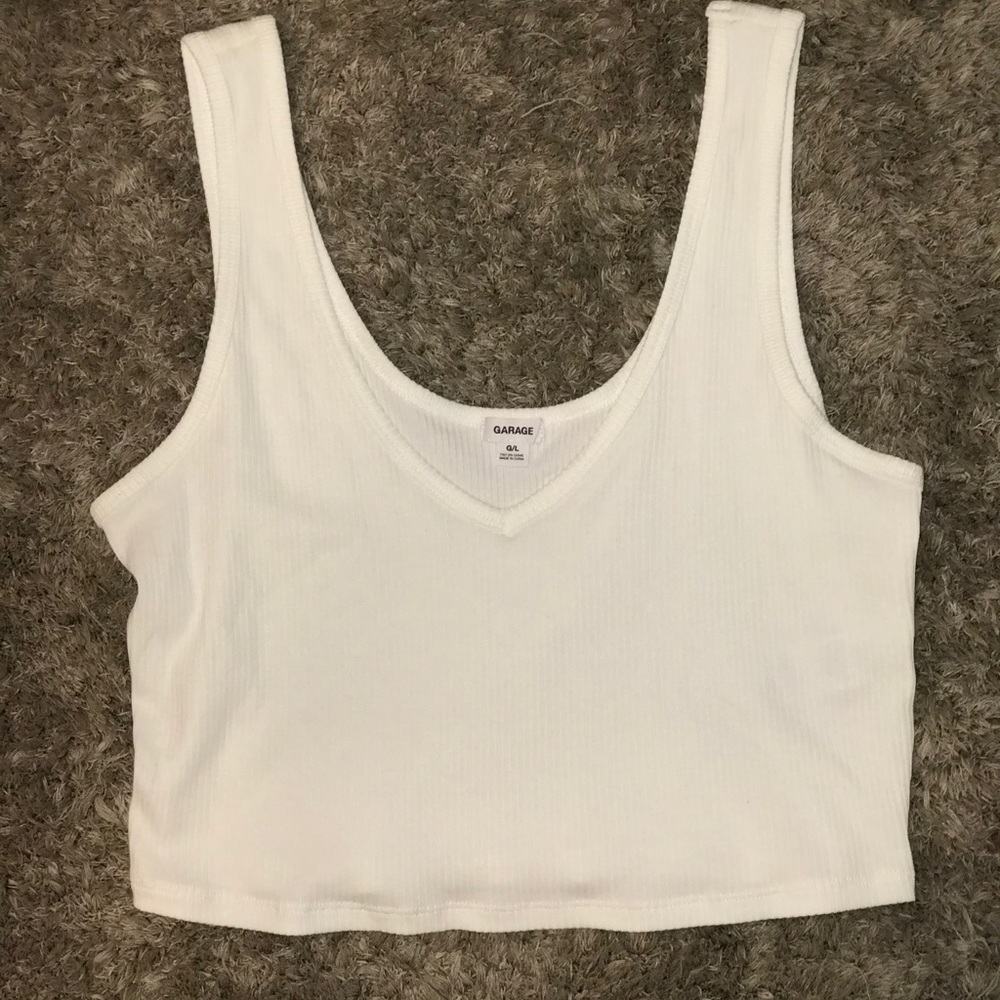 Garage Lined White Crop Top